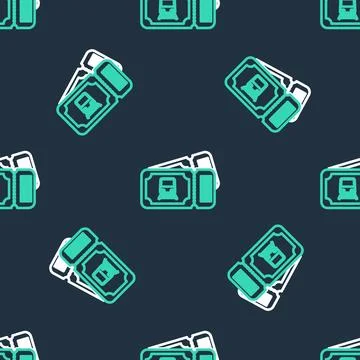 Line Train ticket icon isolated seamless pattern on black background. Trave.. Illustrazione stock