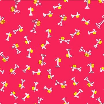 Line Train traffic light icon isolated seamless pattern on red background Illustrazione stock
