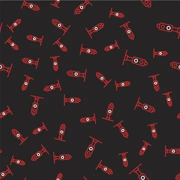 Line Train traffic light icon isolated seamless pattern on black background Stock Illustration