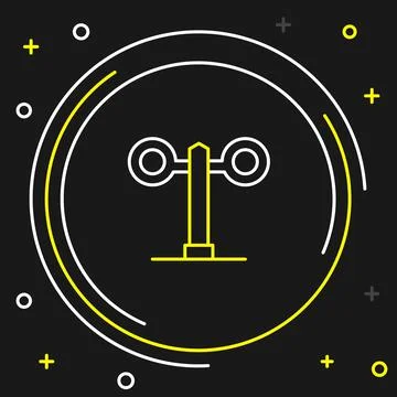 Line Train traffic light icon isolated on black background. Traffic lights for Illustrazione stock