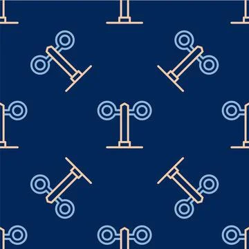 Line Train traffic light icon isolated seamless pattern on blue background. T Illustrazione stock