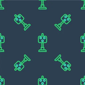 Line Train traffic light icon isolated seamless pattern on blue background. T Stock Illustration