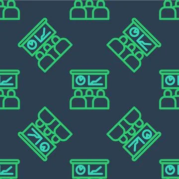 Line Training, presentation icon isolated seamless pattern on blue background Stockillustratie