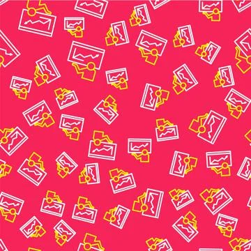 Line Training, presentation icon isolated seamless pattern on red background 스톡 일러스트