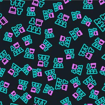 Line Training, presentation icon isolated seamless pattern on black background Stockillustratie