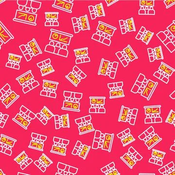 Line Training, presentation icon isolated seamless pattern on red background Stockillustratie