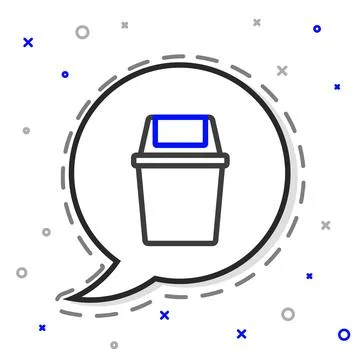 Line Trash can icon isolated on white background. Garbage bin sign. Recycle b Stock Illustration