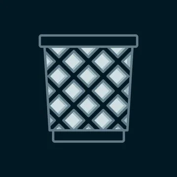 Line Trash can icon isolated on black background. Garbage bin sign. Recycle.. Stock Illustration