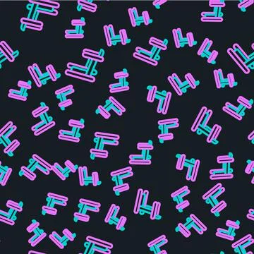 Line Treadmill machine icon isolated seamless pattern on black background Stockillustratie