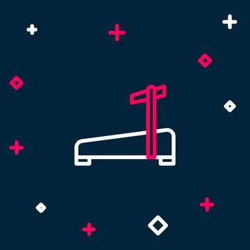 Line Treadmill machine icon isolated on blue background. Colorful outline c.. Stock Illustration