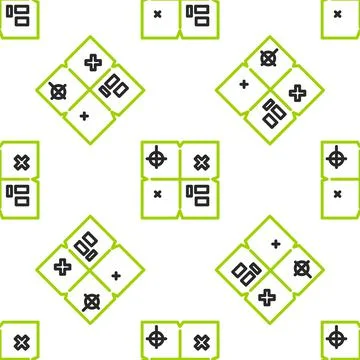 Line Treasure map icon isolated seamless pattern on white background. Vector Illustrazione stock