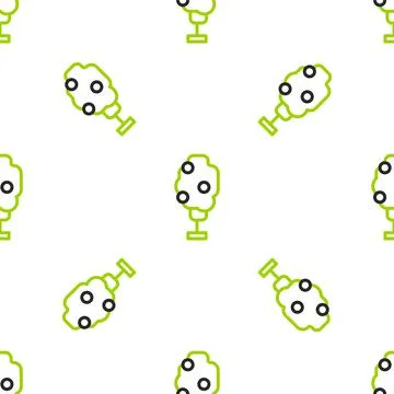 Line Tree with apple icon isolated seamless pattern on white background Stock Illustration