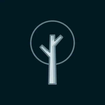 Line Tree icon isolated on black background. Forest symbol. Flat filled out.. Stock Illustration
