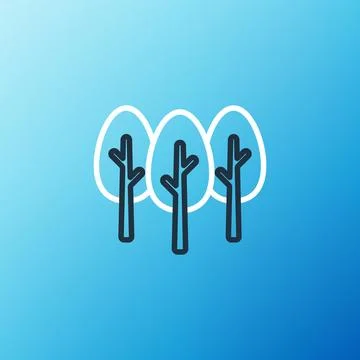 Line Tree icon isolated on blue background. Forest symbol. Colorful outline.. Stock Illustration