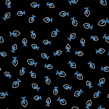 Line Tree icon isolated seamless pattern on black background. Forest symbol.  Stock Illustration