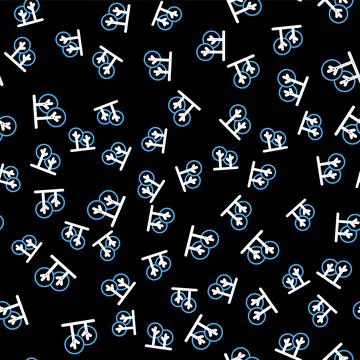 Line Tree icon isolated seamless pattern on black background. Forest symbol Stock Illustration
