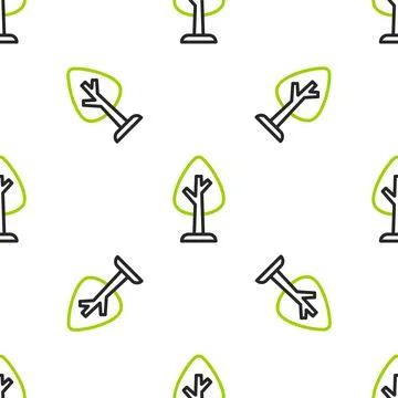 Line Tree icon isolated seamless pattern on white background. Forest symbol Stock Illustration