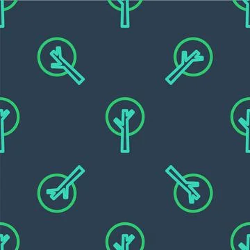 Line Tree icon isolated seamless pattern on blue background. Forest symbol Illustrazione stock