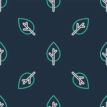Line Tree icon isolated seamless pattern on black background. Forest symbol Illustrazione stock