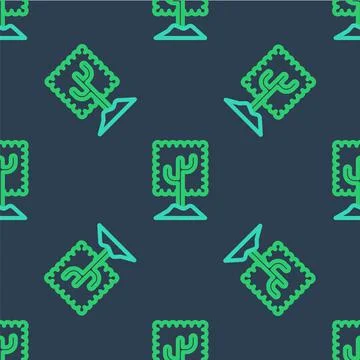 Line Tree icon isolated seamless pattern on blue background. Forest symbol Stock Illustration