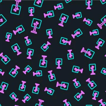 Line Tree icon isolated seamless pattern on black background. Forest symbol Stock Illustration