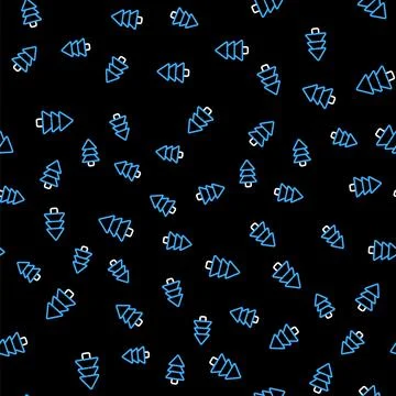 Line Tree icon isolated seamless pattern on black background. Forest symbol Stock Illustration