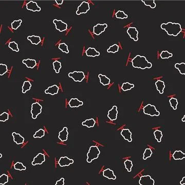 Line Tree icon isolated seamless pattern on black background. Forest symbol Illustrazione stock