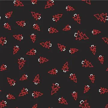 Line Tree icon isolated seamless pattern on black background. Forest symbol Illustrazione stock