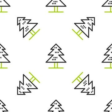 Line Tree icon isolated seamless pattern on white background. Forest symbol Stock Illustration