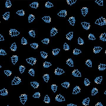 Line Tree icon isolated seamless pattern on black background. Forest symbol.  Stock Illustration