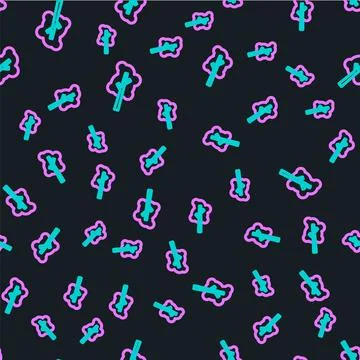 Line Tree icon isolated seamless pattern on black background. Forest symbol Illustrazione stock