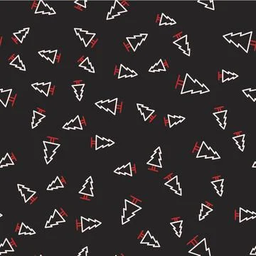 Line Tree icon isolated seamless pattern on black background. Forest symbol Stock Illustration