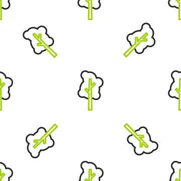 Line Tree icon isolated seamless pattern on white background. Forest symbol.. Stock Illustration