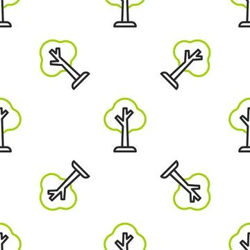Line Tree icon isolated seamless pattern on white background. Forest symbol.. Illustrazione stock