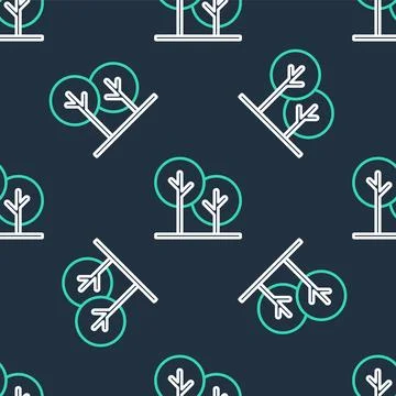 Line Tree icon isolated seamless pattern on black background. Forest symbol.. Stock Illustration