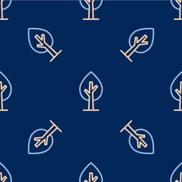 Line Tree icon isolated seamless pattern on blue background. Forest symbol... Illustrazione stock