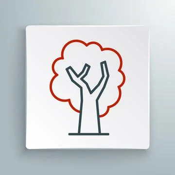 Line Tree icon isolated on white background. Forest symbol. Colorful outlin.. Stock Illustration