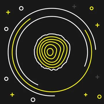 Line Tree rings icon isolated on black background. Wooden cross section Stock Illustration