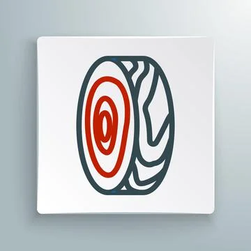 Line Tree rings icon isolated on white background. Wooden cross section 스톡 일러스트