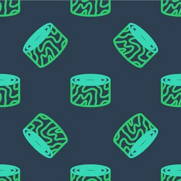 Line Tree stump icon isolated seamless pattern on blue background. Vector Stock Illustration