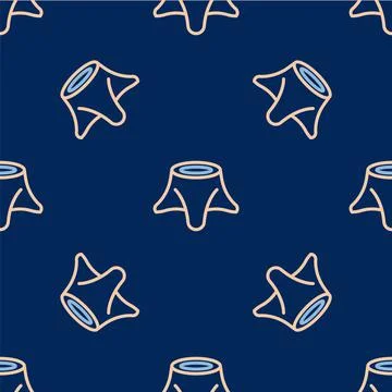 Line Tree stump icon isolated seamless pattern on blue background. Vector Stock Illustration