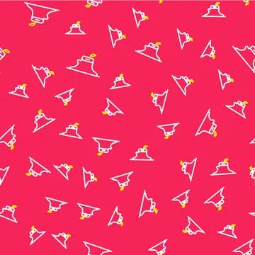 Line Tree stump icon isolated seamless pattern on red background. Vector Stock Illustration