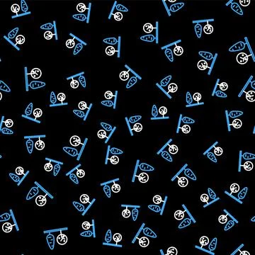 Line Trees icon isolated seamless pattern on black background. Forest symbol Stock Illustration