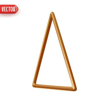 Line Triangle cone. Golden conical geometric shape. Realistic 3d design eleme Stock Illustration