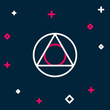 Line Triangle math icon isolated on blue background. Colorful outline concept Stock Illustration