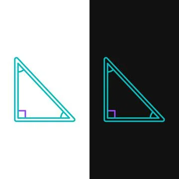 Line Triangle math icon isolated on white and black background. Colorful outline Illustrazione stock