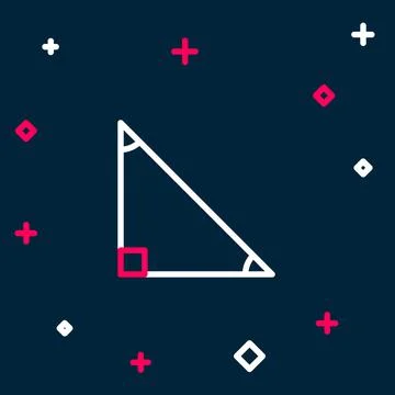 Line Triangle math icon isolated on blue background. Colorful outline concept Illustrazione stock