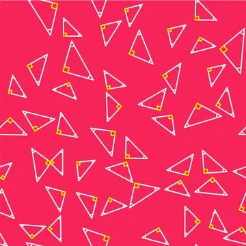 Line Triangle math icon isolated seamless pattern on red background.  Vector Stock Illustration