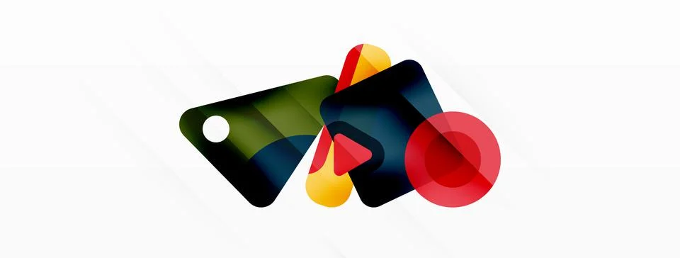 Line, triangle, square and circle primitive composition. Vector geometric Stock Illustration