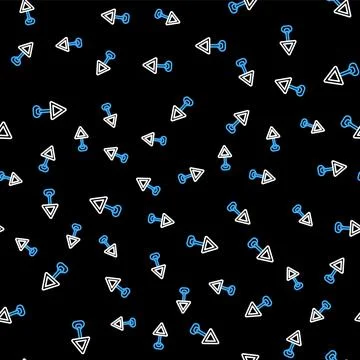 Line Triangle warning blank icon isolated seamless pattern on black background Illustrazione stock